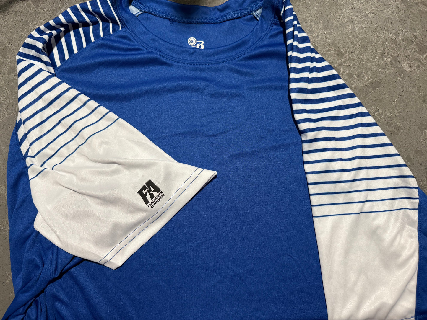 Badger Blue Striped Sleeve 2xl Shirt